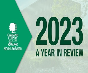 A green Oakland County-branded graphic reads 2023 A Year in Review.