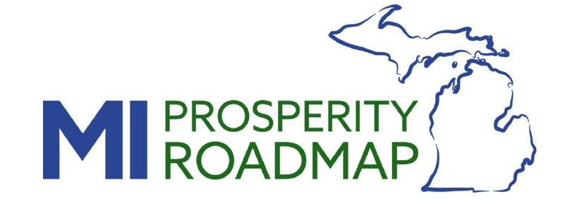 State of Michigan Outline and prosperity logo